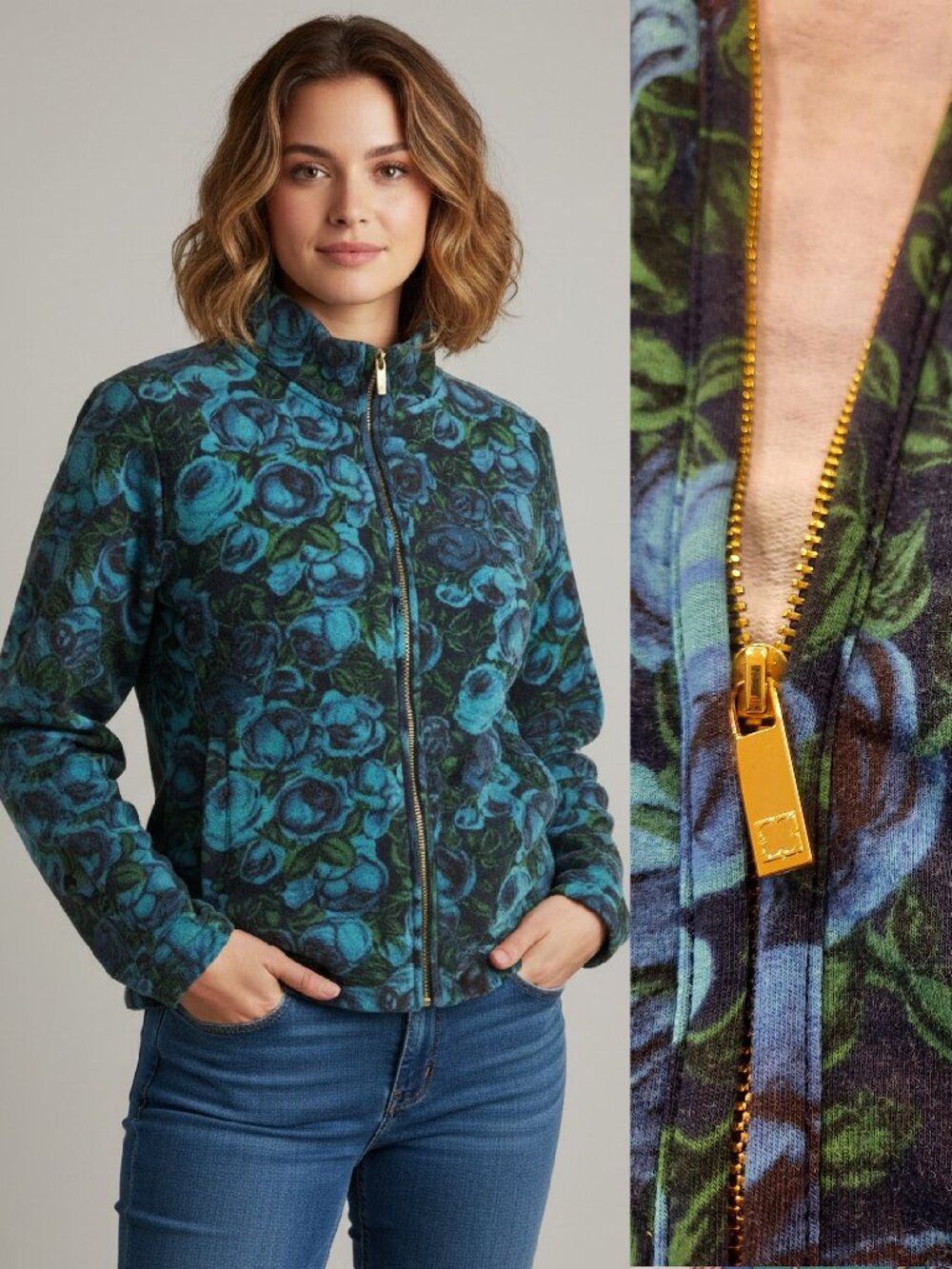 Y2K zipper front rose jacket - Liz Claiborne brand